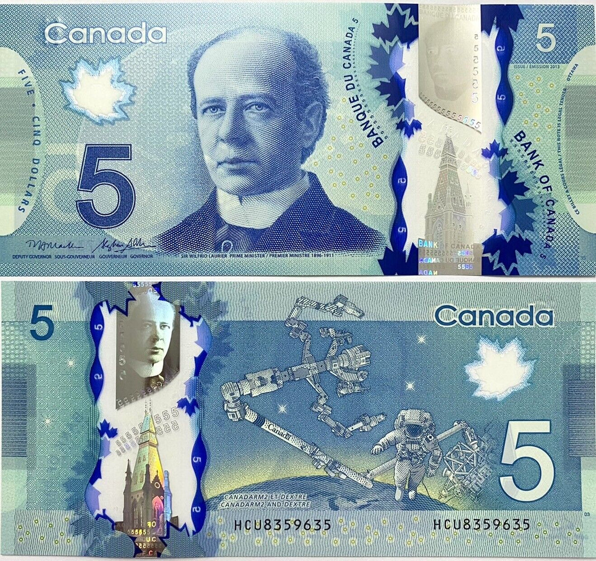 Canada 5 Dollars 2013 P 106 b Polymer Macklem & Stephen Poloz UNC