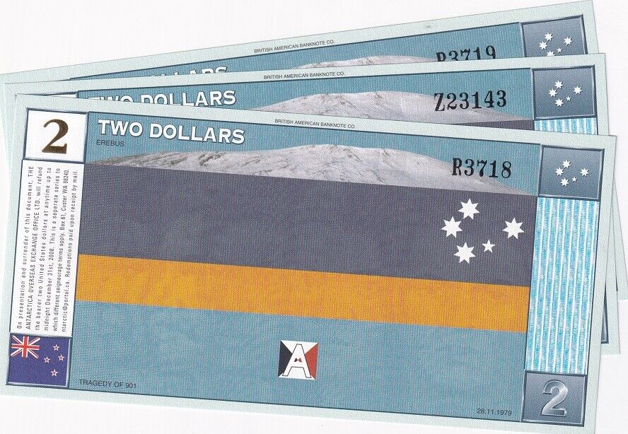Antarctica 2 Dollars 1999 PENGUIN UNC LOT 3 PCS