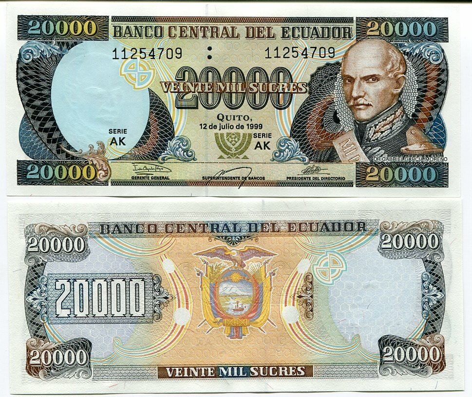 Ecuador 20000 Sucres 1999 P 129 AUnc