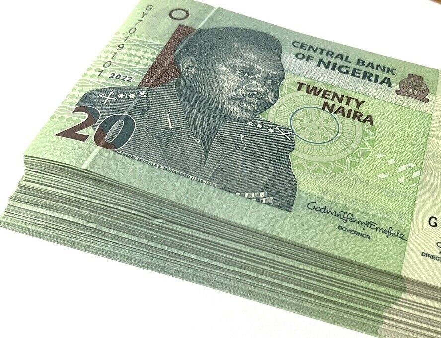 Nigeria 20 Naira 2022 P 34 Polymer AUnc Damage Printing LOT 100 PCS 1 Bundle