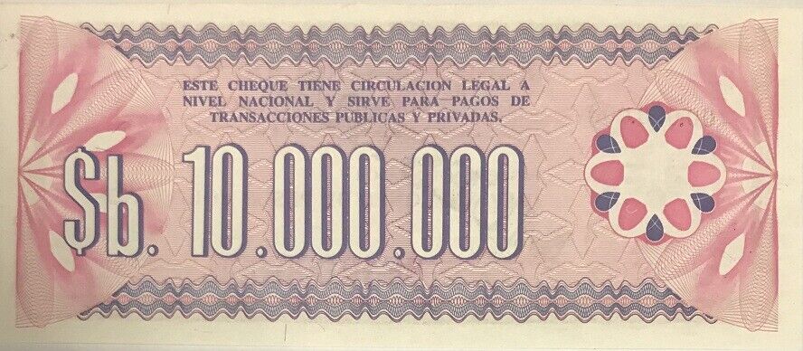 Bovivia 10000000 Pesos Bolivianos 1985 P 194 UNC