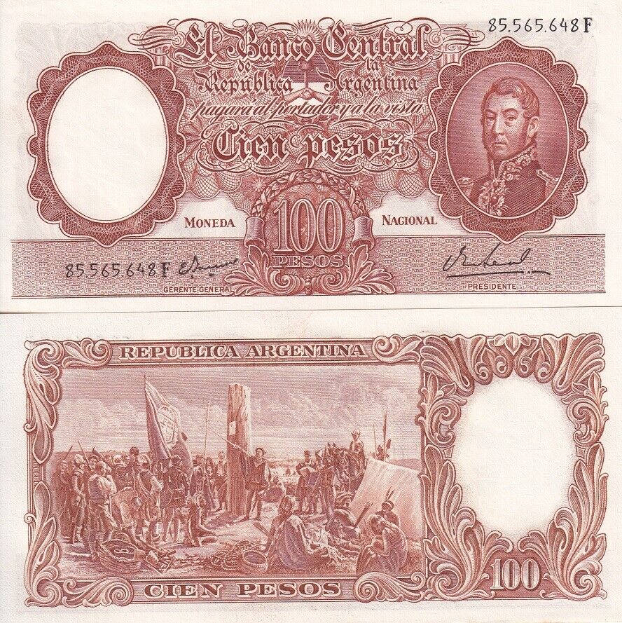 Argentina 100 Pesos ND 1967-1969 P 277 P 277 AU-UNC