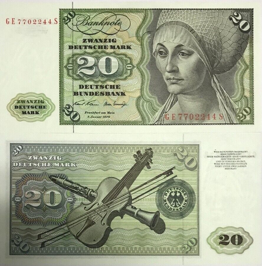 Germany 20 Deutsche Mark 1970 P 32 a UNC