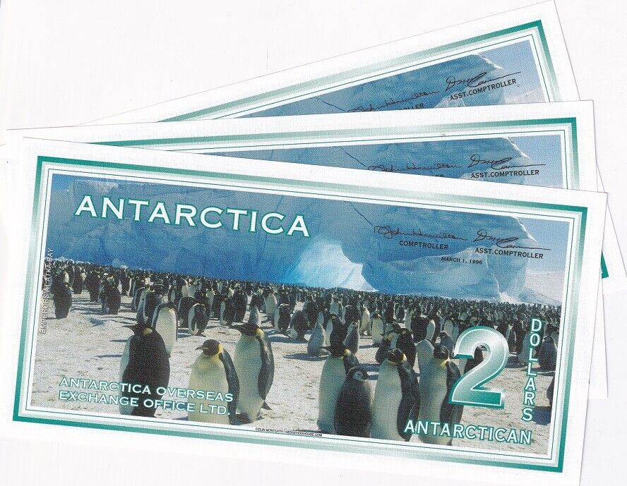 Antarctica 2 Dollars 1996 2009 New PENGUIN UNC LOT 3 PCS