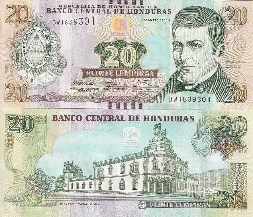 Honduras 20 Lempiras 2012 P 100 a UNC