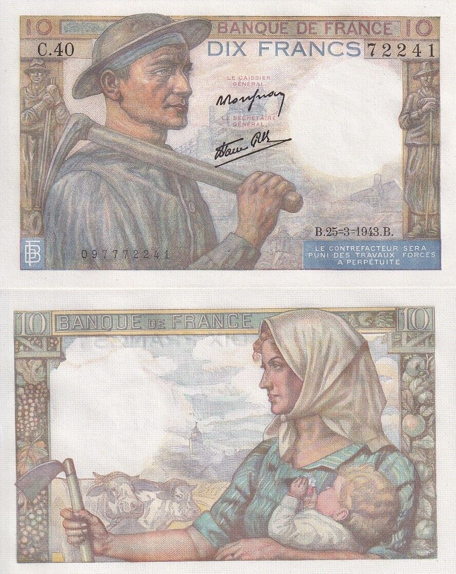 France 10 Francs 1943 P 99 AU-UNC