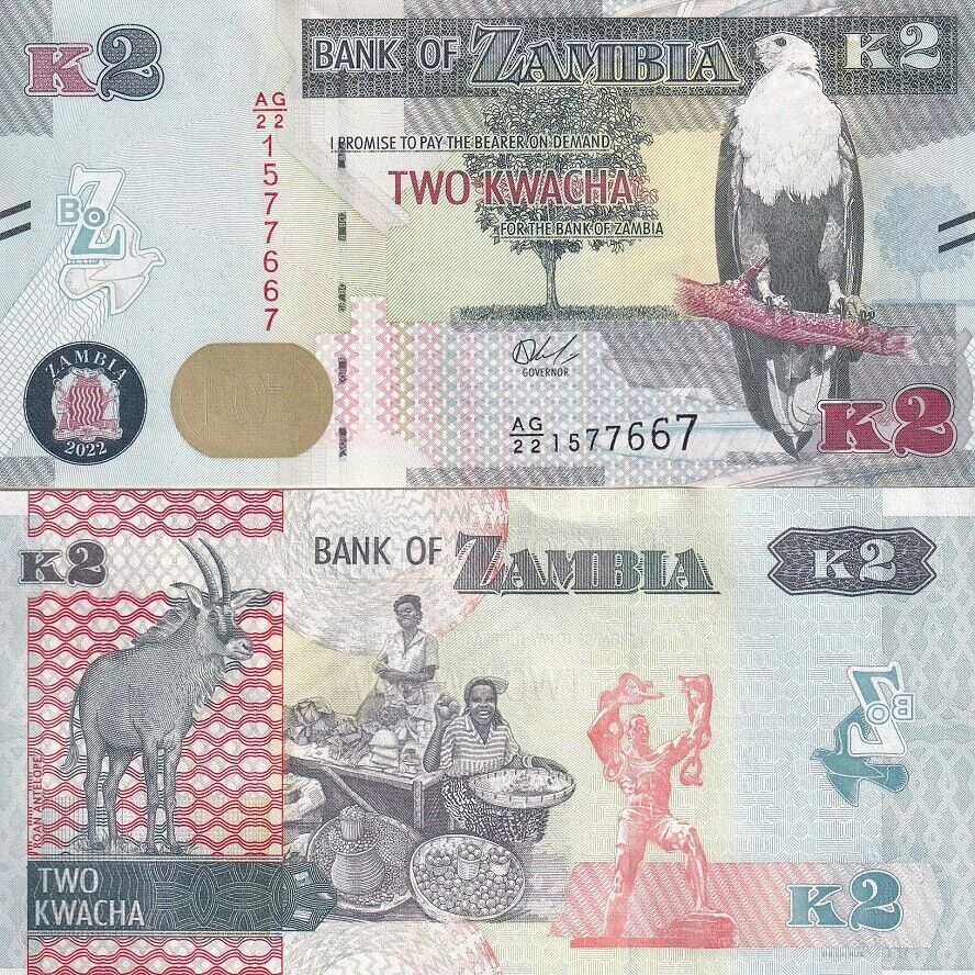 Zambia 2 Kwacha 2022 P 56 UNC