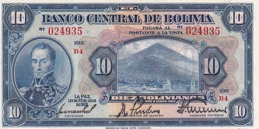 Bolivia 10 Bolivianos 1928 P 121 a UNC
