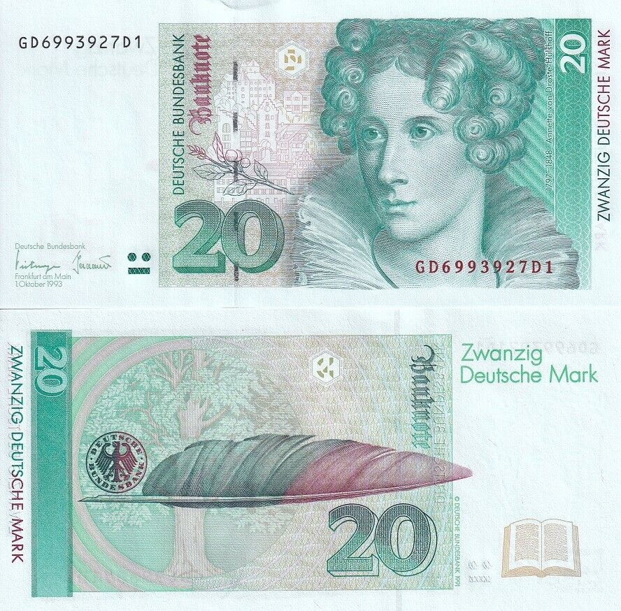 Germany 20 Deutsche Mark 1993 P 39 b UNC