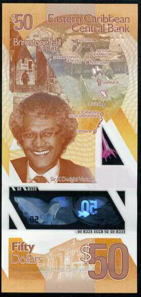 East Caribbean 50 Dollars ND 2019 P 58 Polymer QE II UNC