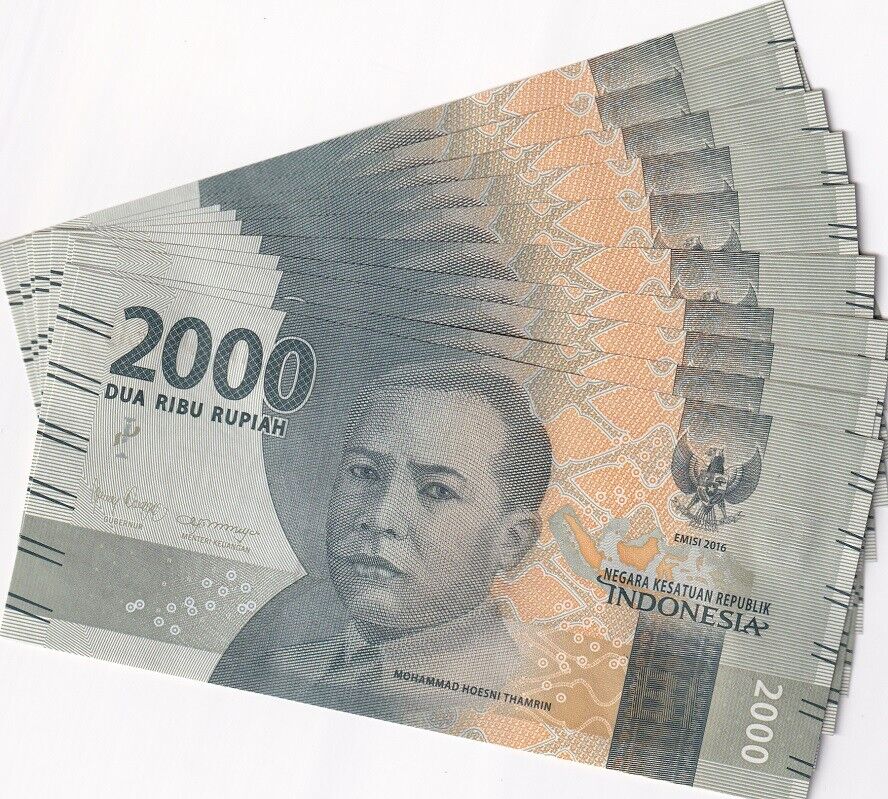 Indonesia 2000 Rupiah 2016/Mixed Year P 155 UNC LOT 10 PCS
