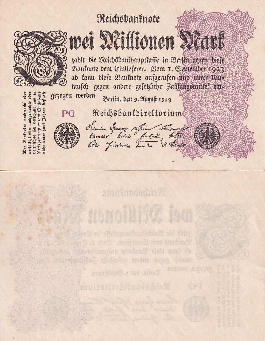 Germany Reichsbank 2000000 Mark 1923 P 104 c AUnc