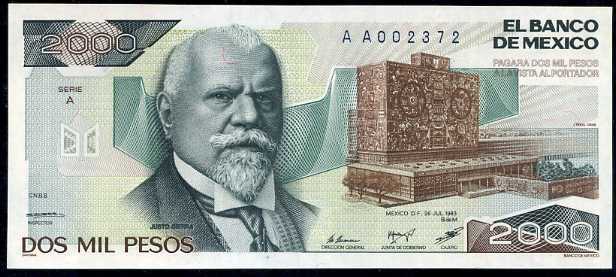Mexico 2000 Pesos 1983 P 82 a AUnc