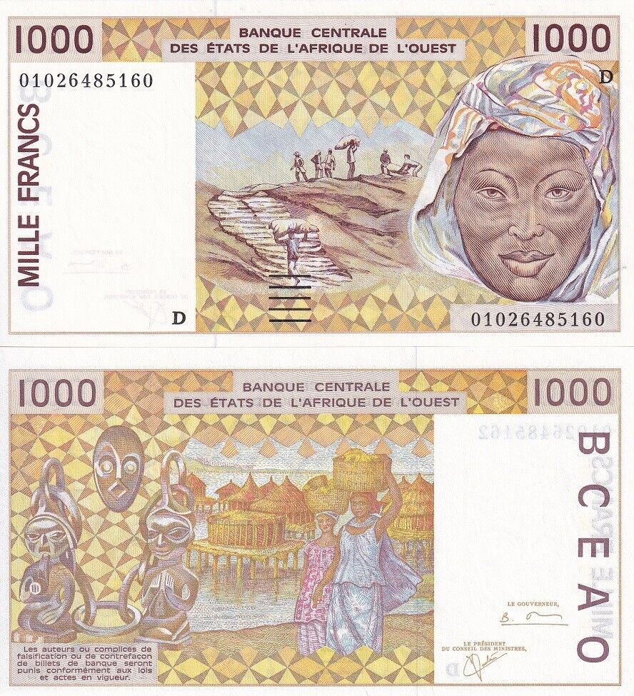 Mali West African States Mali 1000 Francs 2001 P 411 Dk UNC