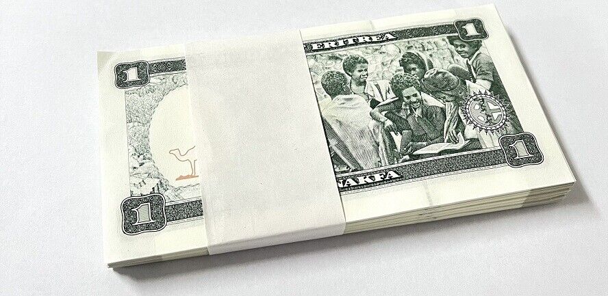Eritrea 1 Nakfa 1997 P 1 UNC LOT 100 PCS 1 BUNDLE