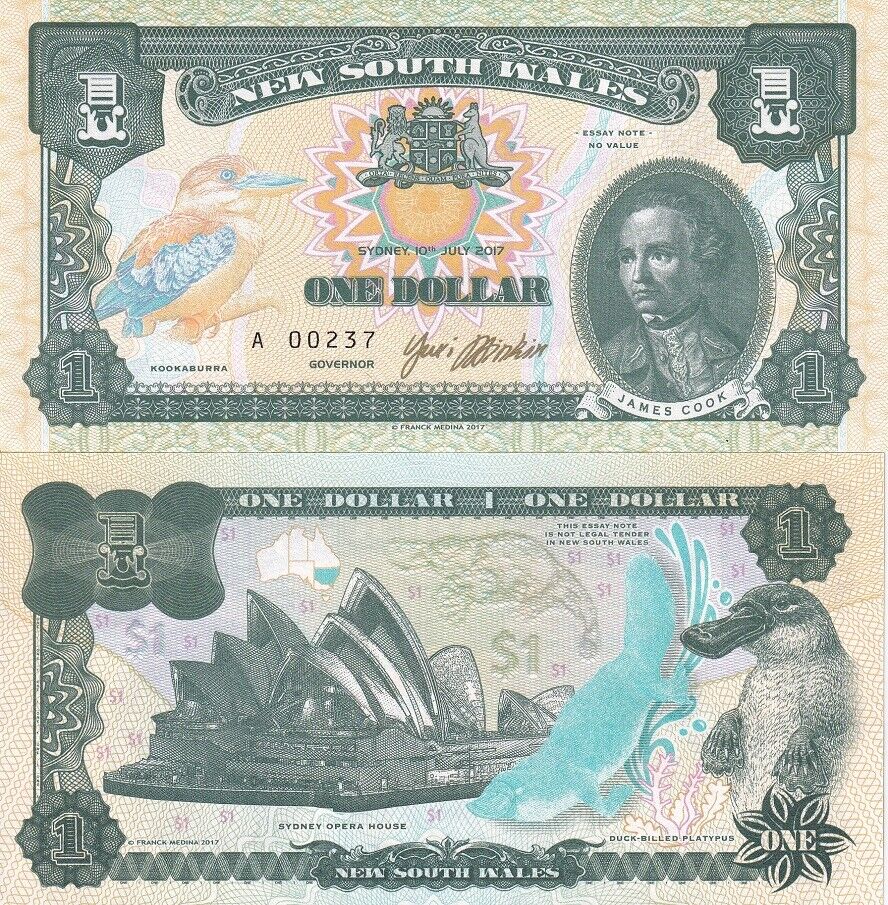 New South Wales Australia 1 Dollar 2017 Private Issue Platypus Sydney Opera