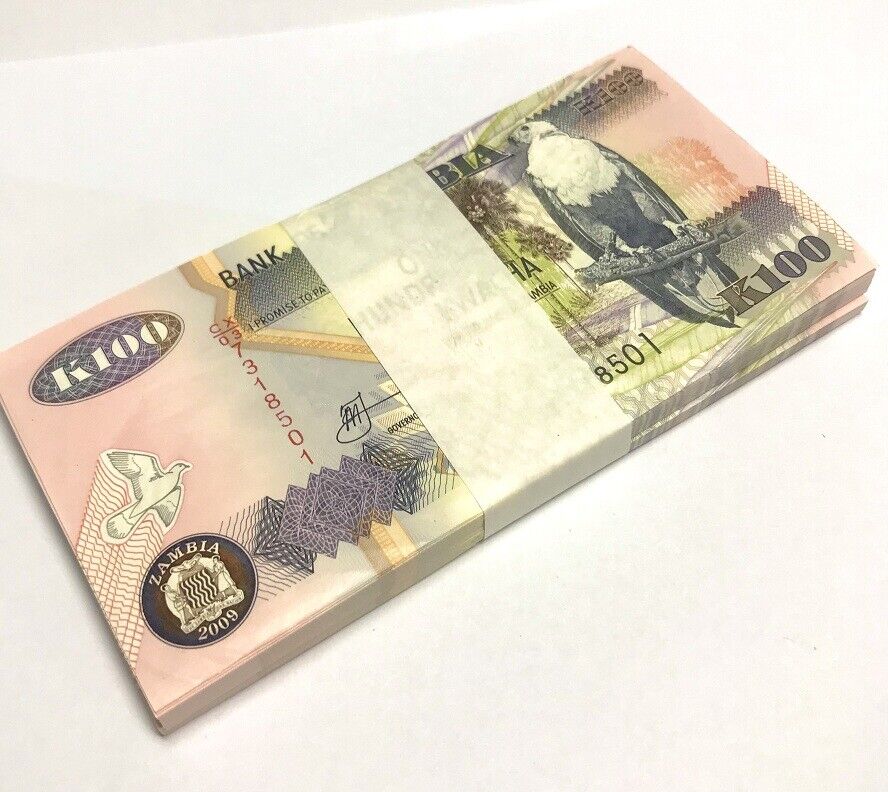 Zambia 100 Kwacha 2009 P 38 h UNC LOT 25 PCS