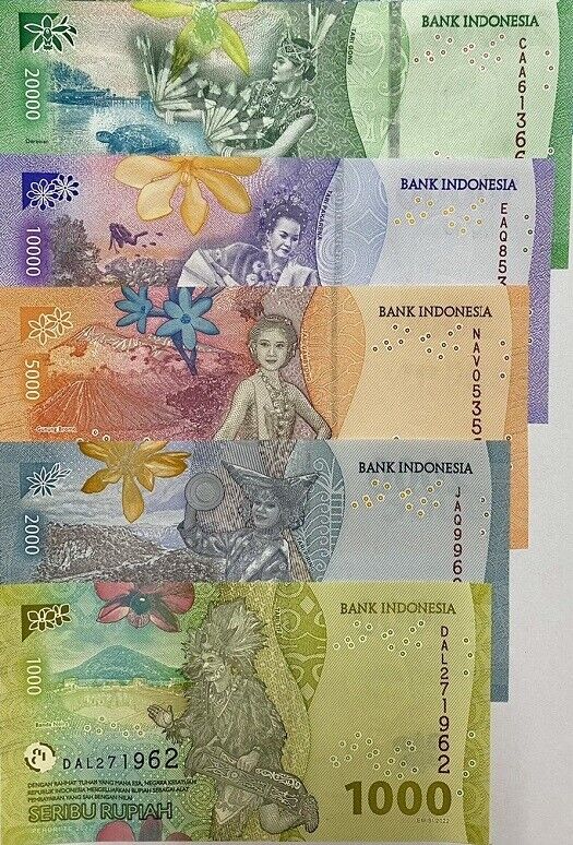 Indonesia Set 4 UNC 1000 2000 5000 10000 Rupiah P NEW 2022