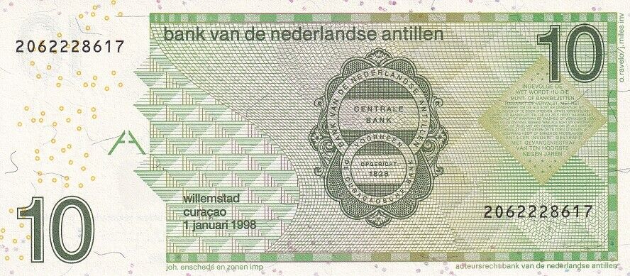 Netherlands Antilles 10 Gulden 1998 P 28 a UNC