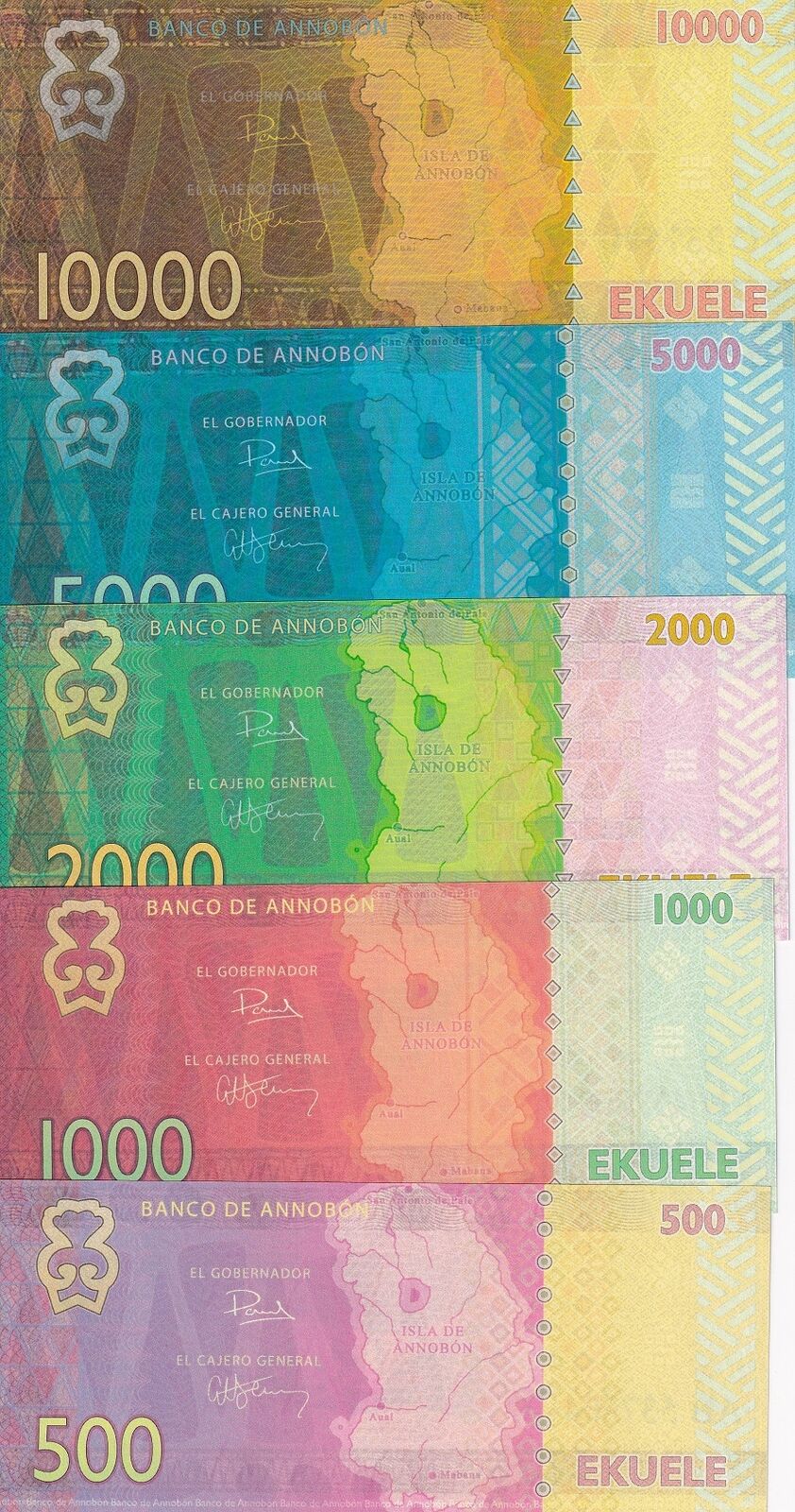 ANNOBON SET 5 500 1000 2000 5000 10000 Ekuele Insect Butterfly Fantasy