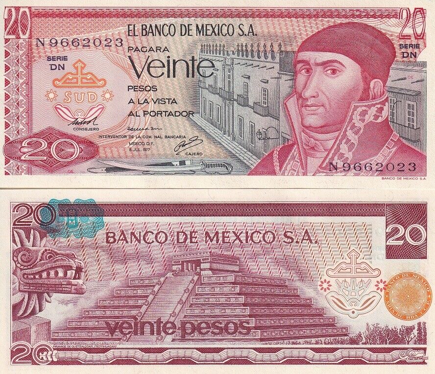 Mexico 20 Pesos 1977 P 64 d UNC
