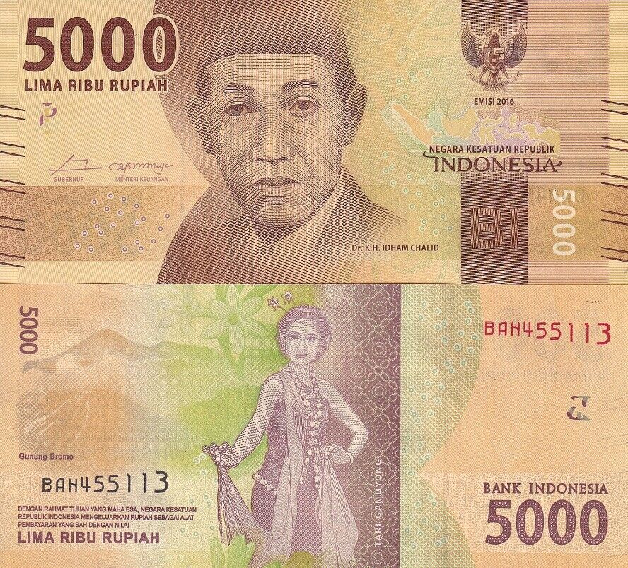 Indonesia 5000 Rupiah 2016/2016 P 156 a UNC