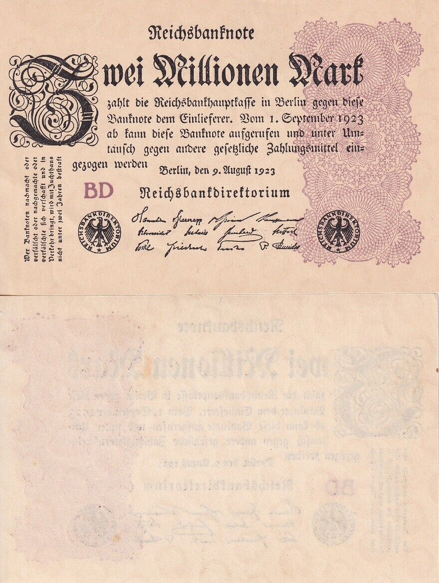 Germany Reichsbank 2000000 Mark 1923 P 104 b AUnc