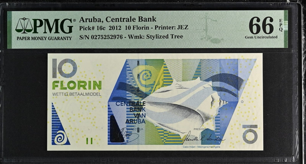 Aruba 10 Florins 2012 P 16 c Gem UNC PMG 66 EPQ