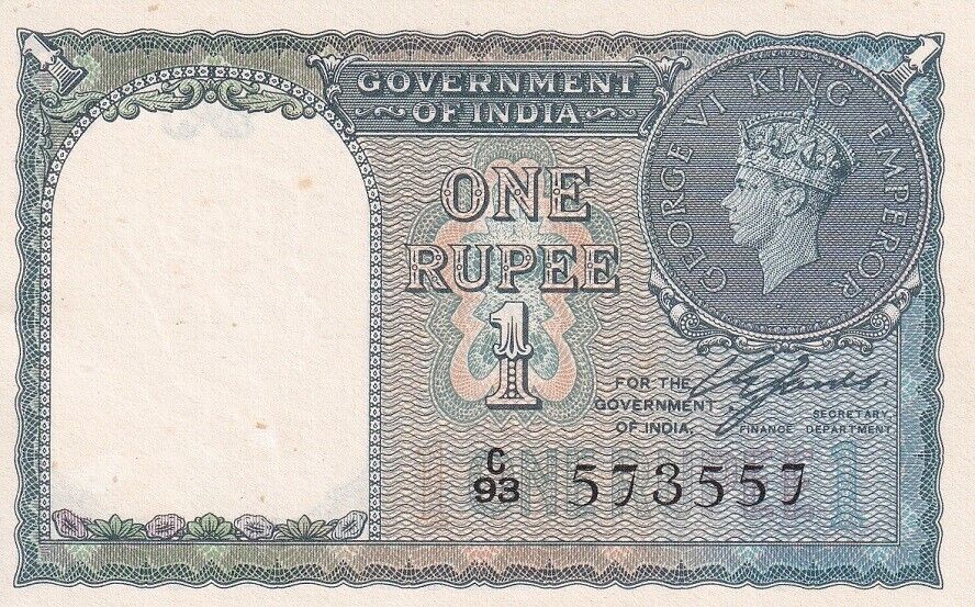 India 1 Rupee ND 1940 P 25 a George VI UNC With Tone