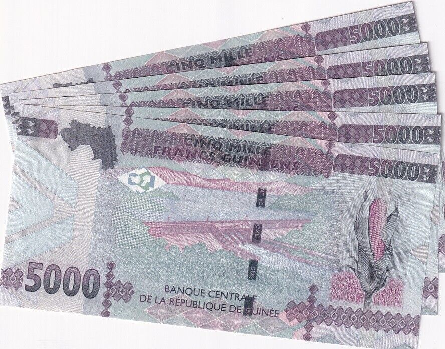 Guinea 5000 Francs 2022 P 49 UNC LOT 5 PCS