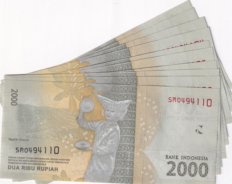 Indonesia 2000 Rupiah 2016/2020 P 155 UNC LOT 10 PCS
