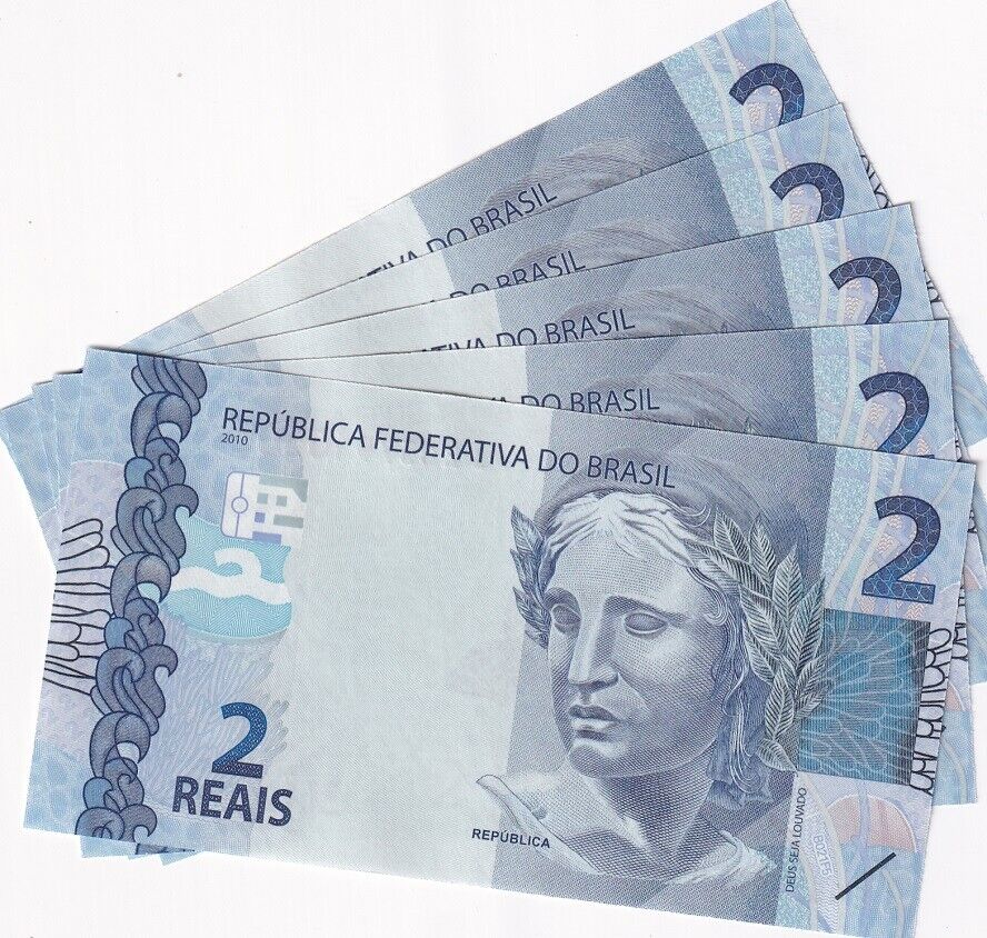 Brazil 2 Reais 2010 (2020) P 252 f UNC LOT 5 PCS