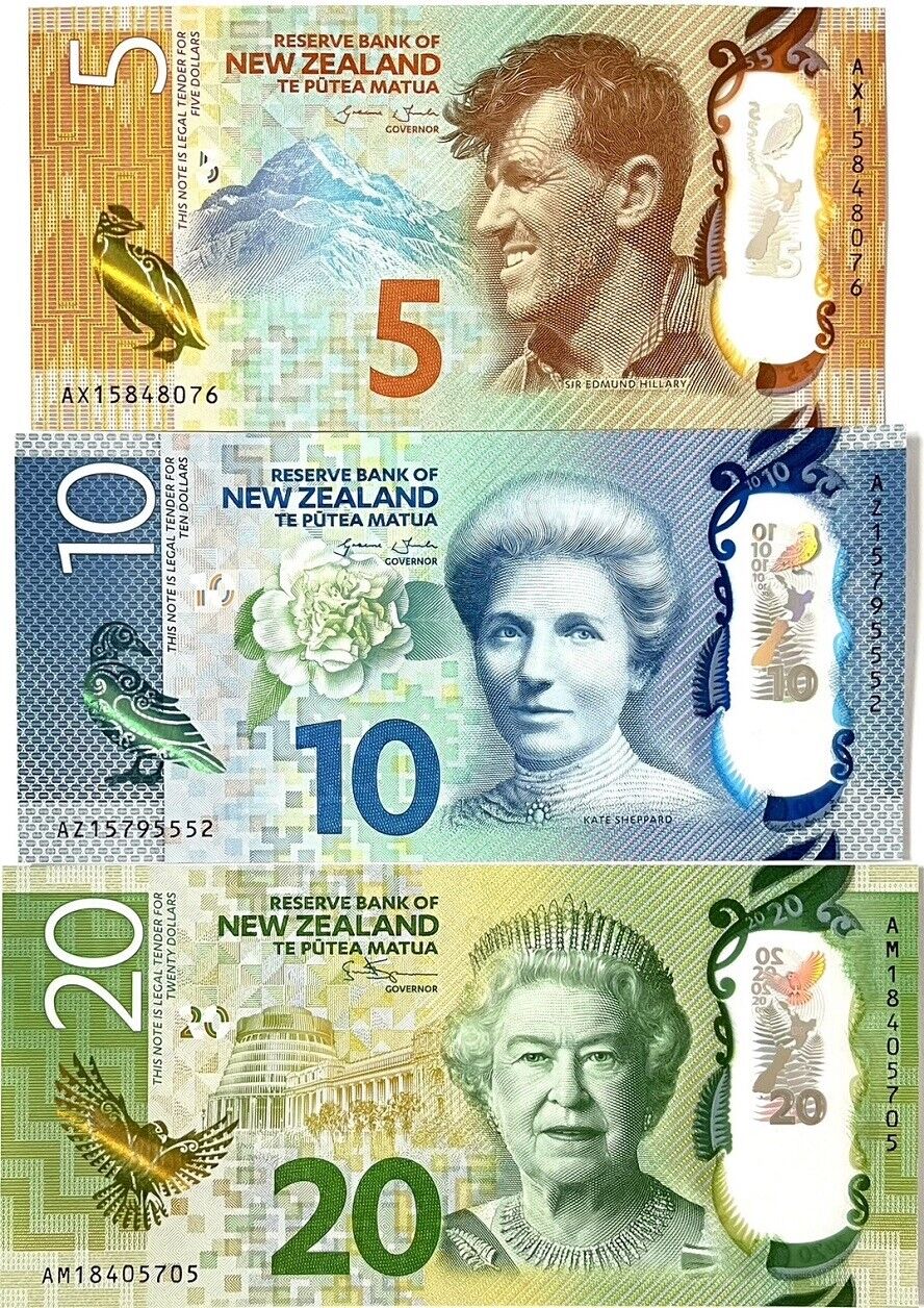 New Zealand Set 3 PCS 5 10 20 Dollars 2015-2018 P 191 P 192 193 UNC