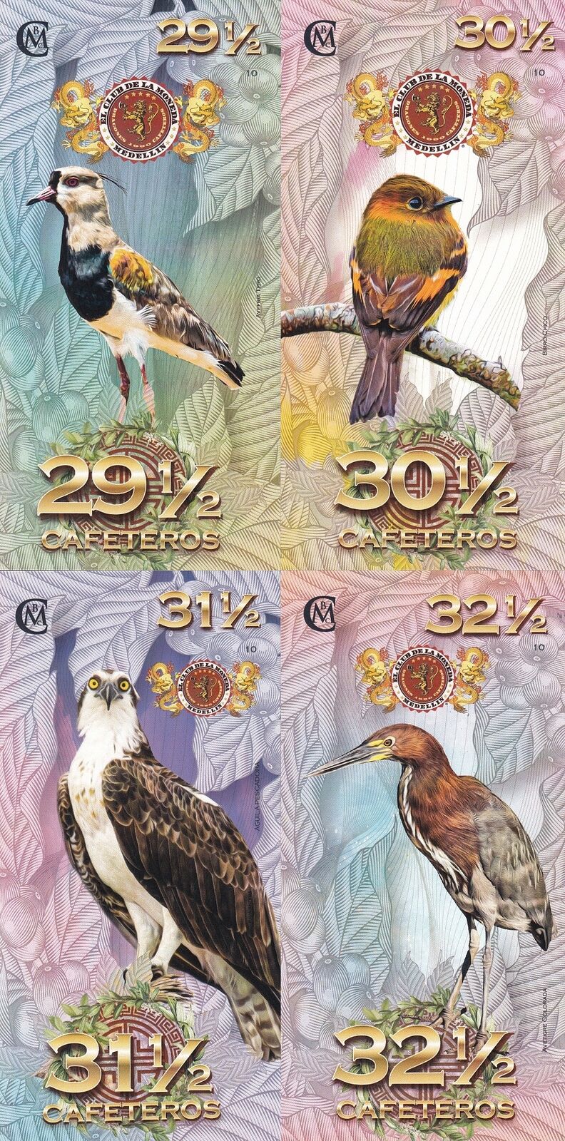 El Club De La Moneda SET 4 29 30 31 32 Cafeteiros 2023 Birds Polymer