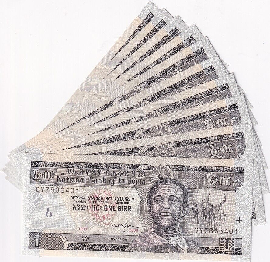Ethiopia 1 Birr 1998/2006 P 46 d UNC LOT 10 PCS