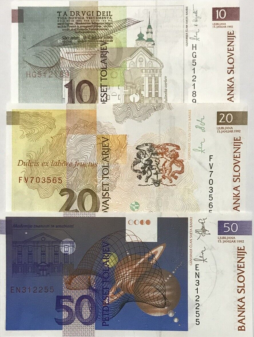 Slovenia SET 3 UNC 10 20 50 Tolajev 1992 P 11 12 13