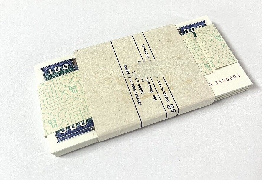 BURMA MYANMAR 100 KYATS 1996 P 74 b UNC LOT 100 PCS