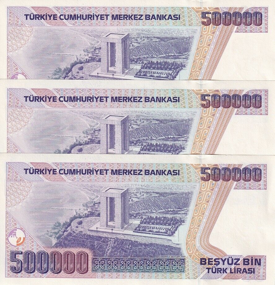 Turkey 500000 Lira 1993 1994 P 208 c UNC LOT 3 PCS