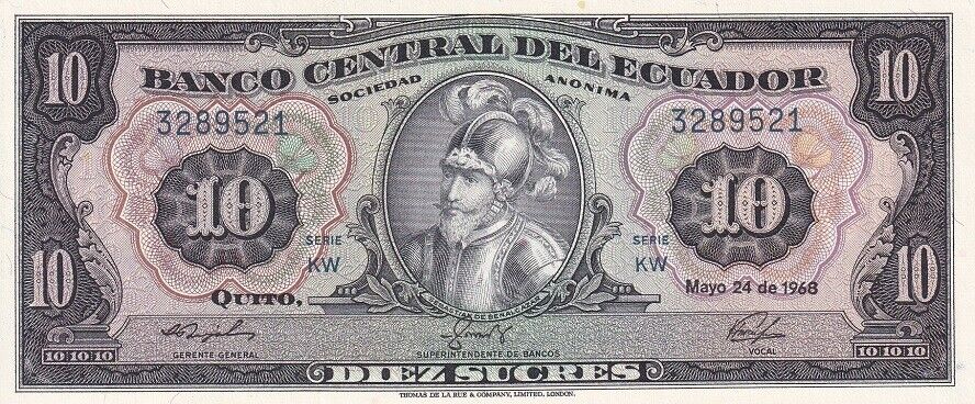 Ecuador 10 Sucres 1968 P 114 a AUnc