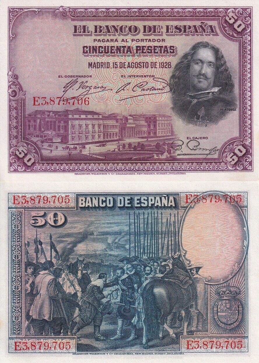 Spain 50 Pesetas 1928 P 75 b UNC
