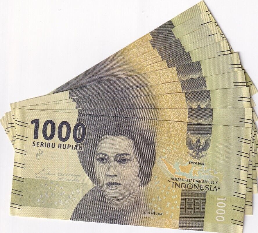 Indonesia 1000 Rupiah 2016 Mixed Year P 154 UNC LOT 10 PCS 1/10 BUNDLE