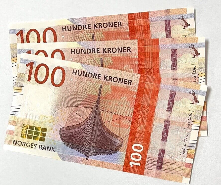 Norway 100 Kroner 2016 P 54 a UNC LOT 3 PCS