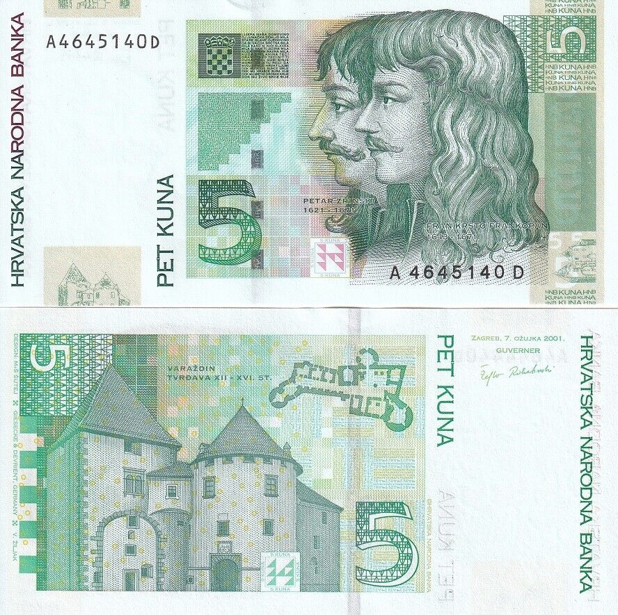 Croatia 5 Kuna 2001 P 37 UNC