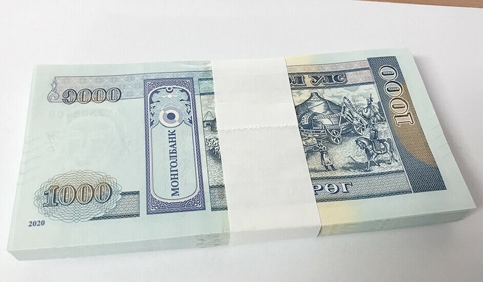 Mongolia 1000 Tugrik 2020/2021 P New Blind Marki + New Logo UNC Lot 50 Pcs