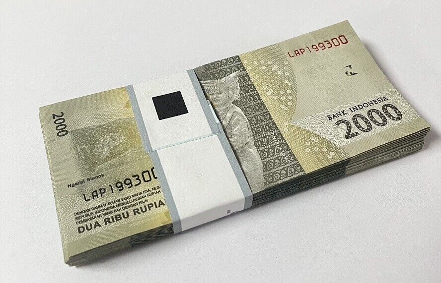 Indonesia 2000 Rupiah 2016/2016 P 155 UNC LOT 100 PCS 1 Bundle