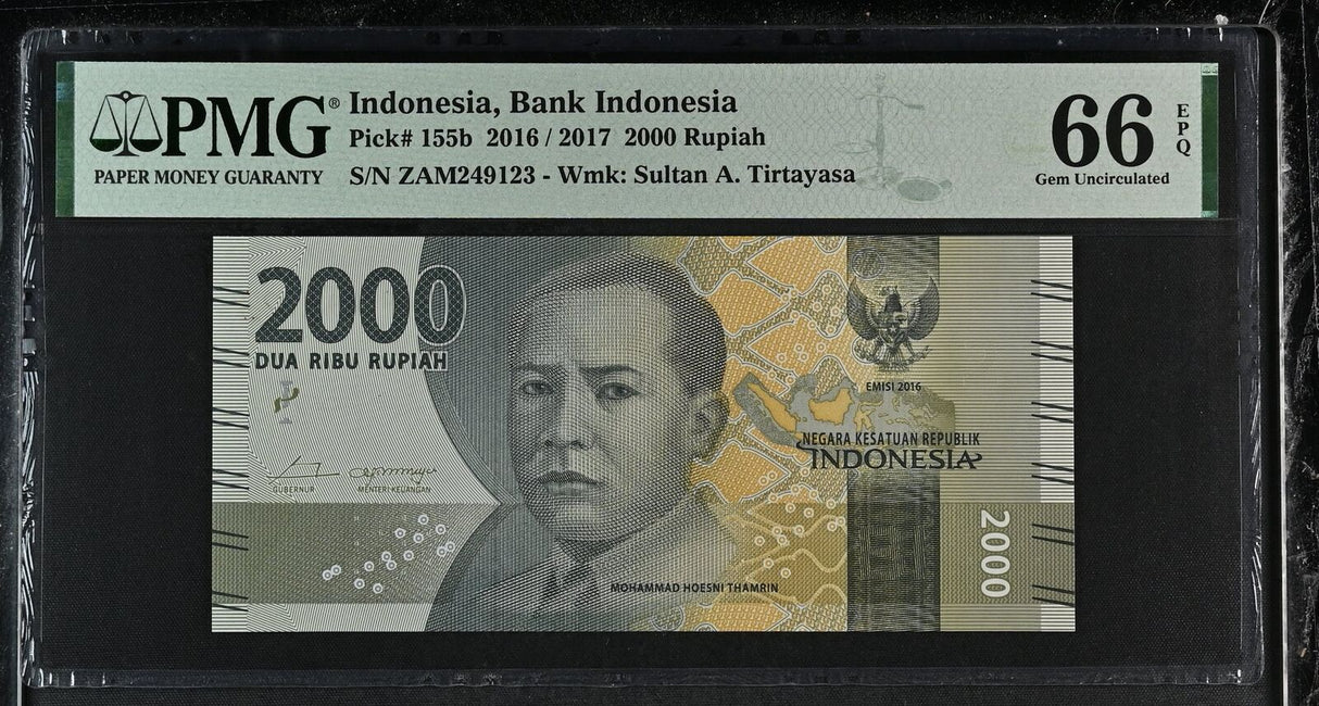 Indonesia 2000 Rupiah 2016 / 2017 P 155 b Gem UNC PMG 66 EPQ