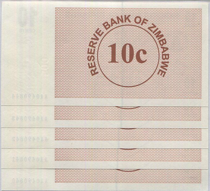 Zimbabwe 10 Cents 2006 P 35 UNC LOT 5 PCS