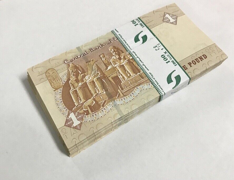 EGYPT 1 POUND 2021 P 71 UNC LOT 100 PCS