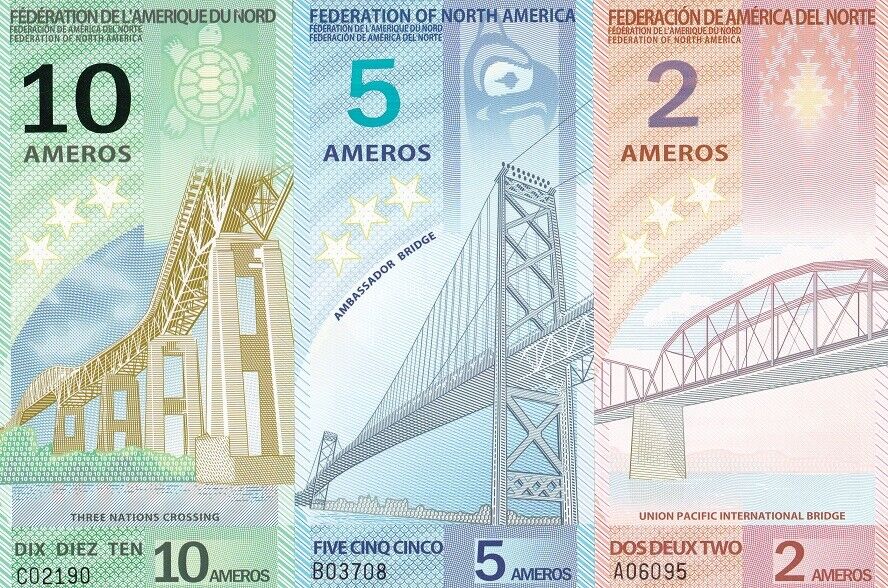 Federation of North America Set 3 PCS 2 5 10 Ameros 2011 Polymer FANTASY