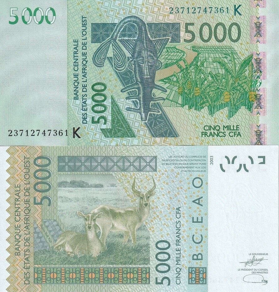 WEST AFRICAN STATES (WAS); SENEGAL 5000 5,000 FRANCS 2003/2023 P 717 K UNC